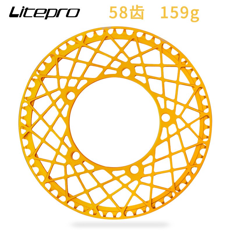 Litepro BMX Folding Bike BCD 130 Spider chainring Tray Chainwheel 53/56/58T Aluminum Alloy Crankset Chainring: 58T gold