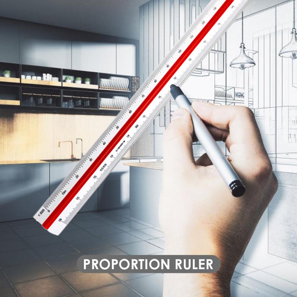 30cm School Architect Scale Ruler Drafting Accurate Metric Triangular Engineer Tool Home Office Color Coded Side Plastic Student