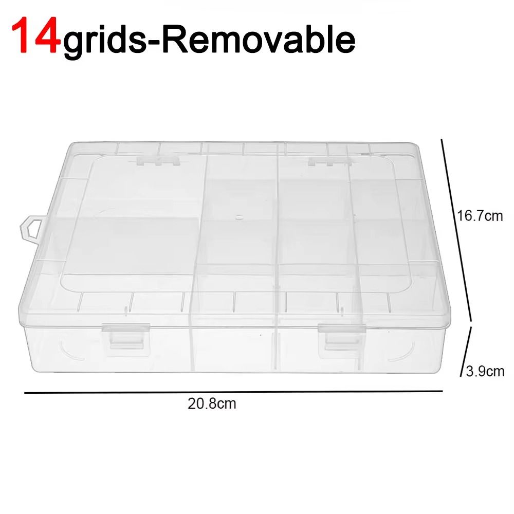 1 Stuks Transparante Plastic Opbergdoos Sieraden Knop Hardware Tool Opslag Vitrine Container Box Verstelbare 14 Roosters: Default Title