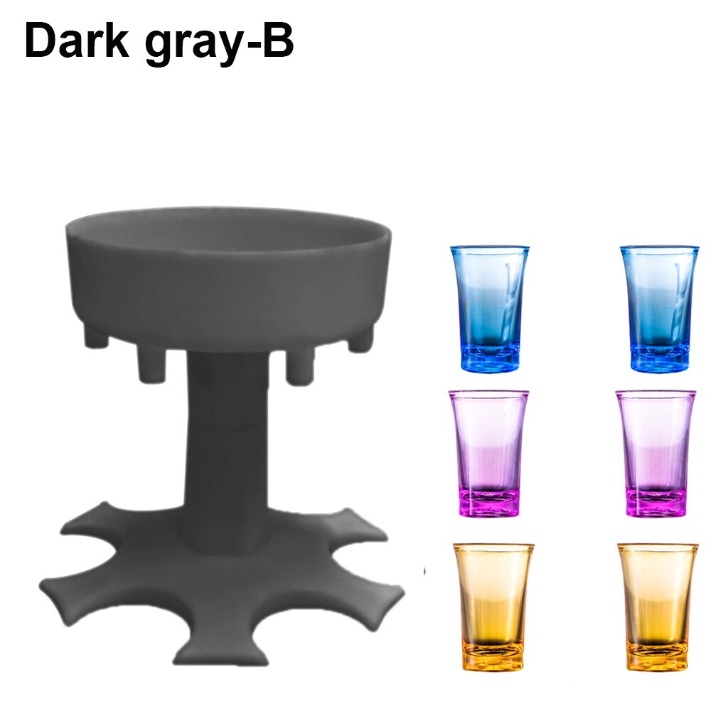 6 Shot Beverage Glass Dispenser Holder Portable Wine Dispenser Pourer Drinking Bar Shot Dispenser Party Bar Accessory: Dark gray-B