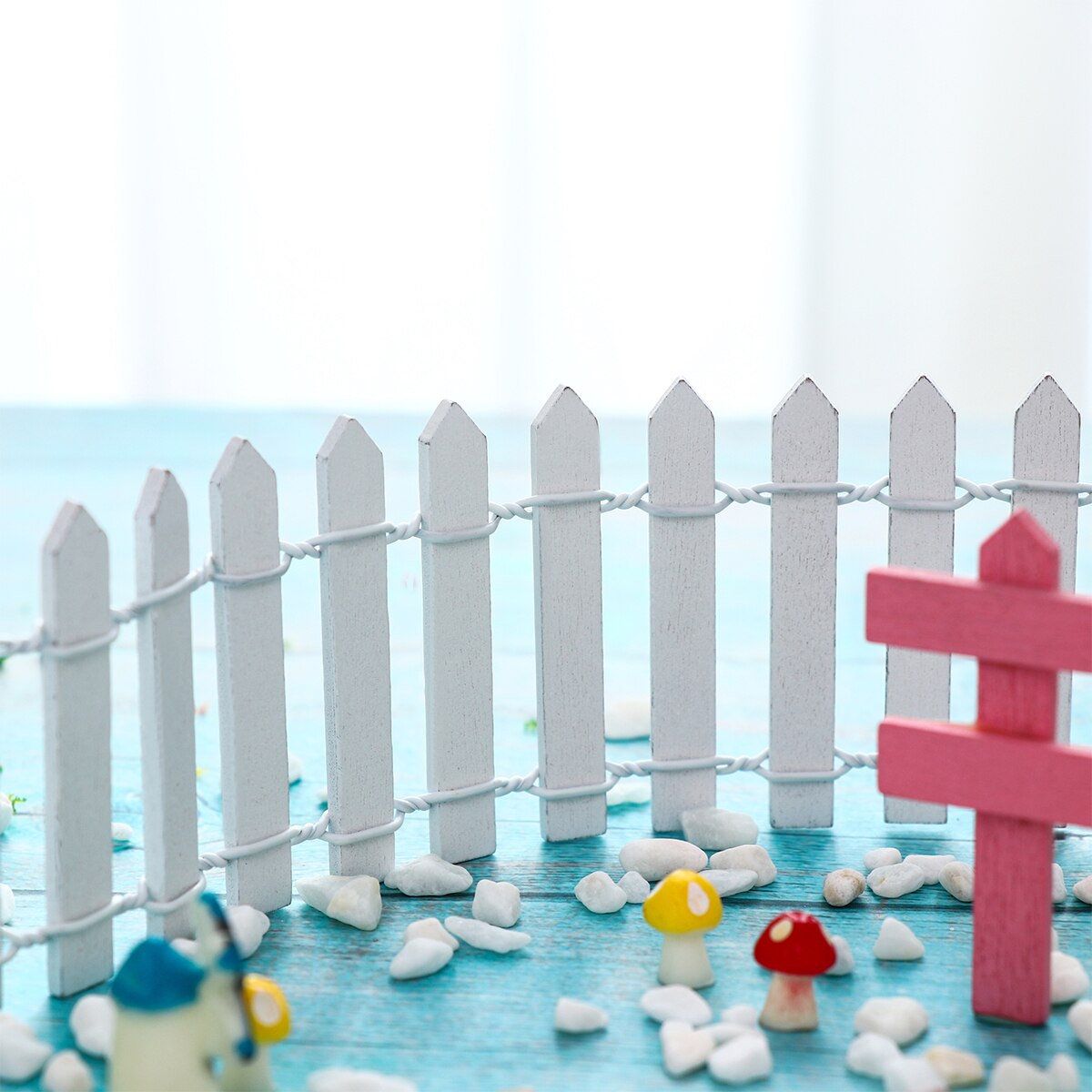 1 Pc Wood Fence Portable Picket Fence Mini House Miniature Fence for Home Garden Patio