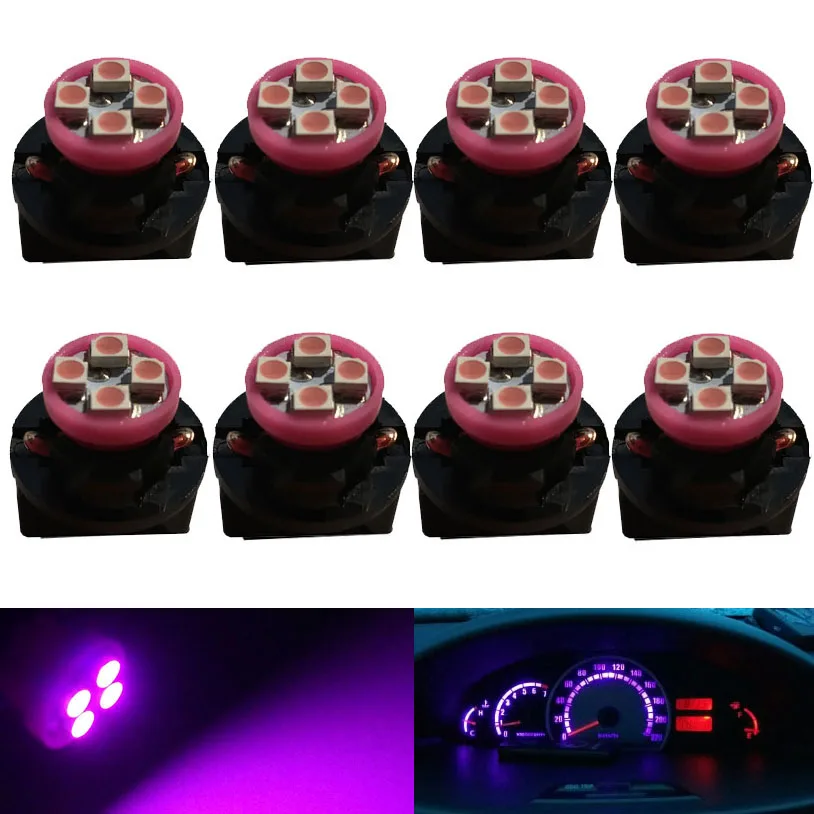 8pcs T10 4 Led 3528SMD Bulb W5W 158 194 PC194 PC168 Twist Lock Socket Car Dash Dashboard Instrument Cluster Panel Gauge Light: Pink