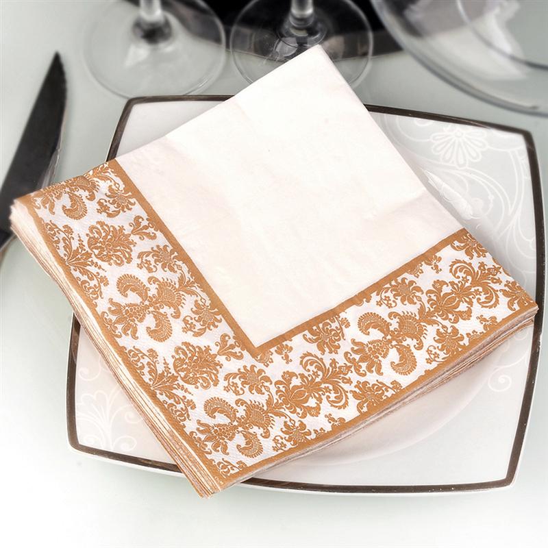 Serviettes jetables et légères en tissu 100 pièces | Pratique, imprimé doré, Restaurant, hôtel maison