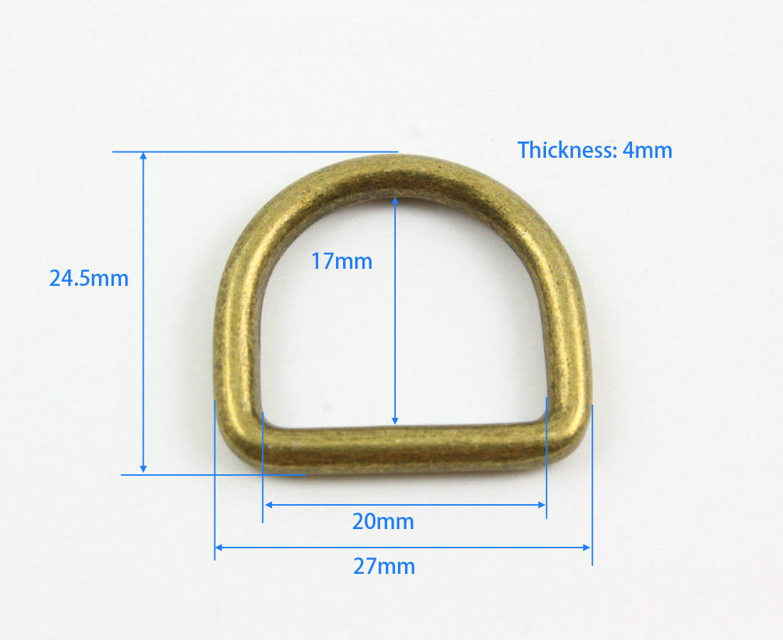 30 Stuks 20mm Antiek Messing Kleur Gelaste Metalen D Ring Voor Purse Handtas