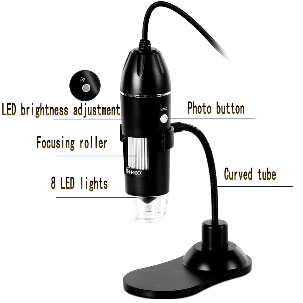 Tkdmr 1000X Zoom Hd Usb Microscoop Handheld Draagbare Digitale Usb Interface Elektron Microscopen Met Led Ring Licht Voor Pc