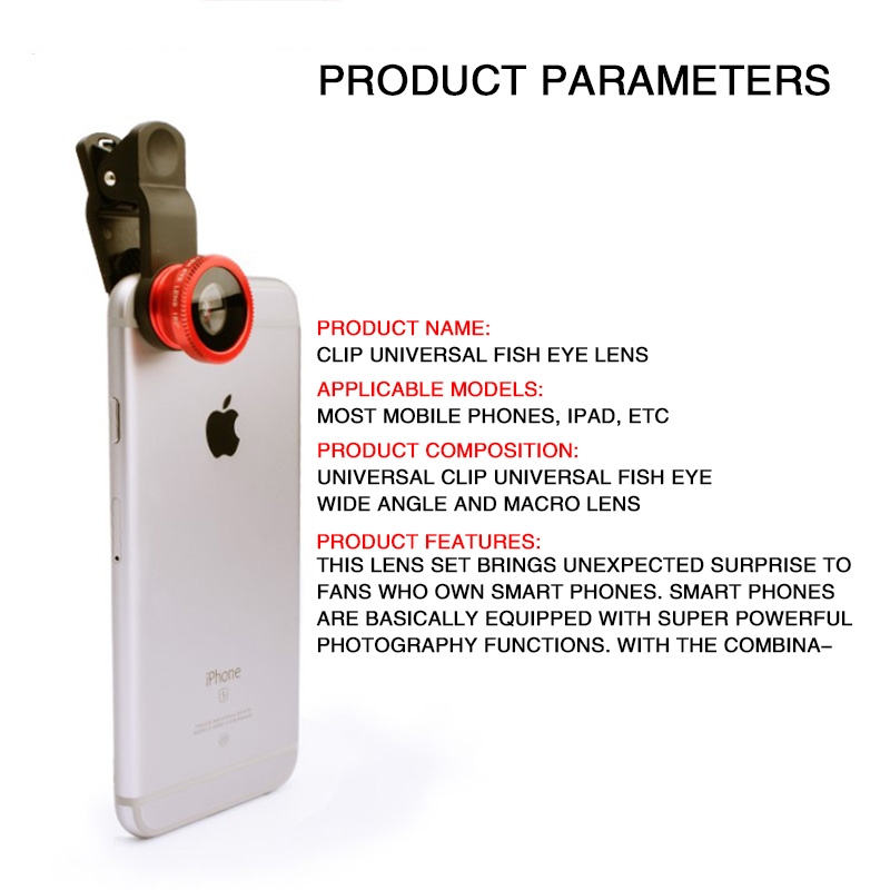 Obiettivo per telefono Fisheye 3 in 1 Ingrandisci grandangolare 0,67x Obiettivi macro pesce occhio kit fotocamera con obiettivo a clip sul telefono per tutti gli smartphone
