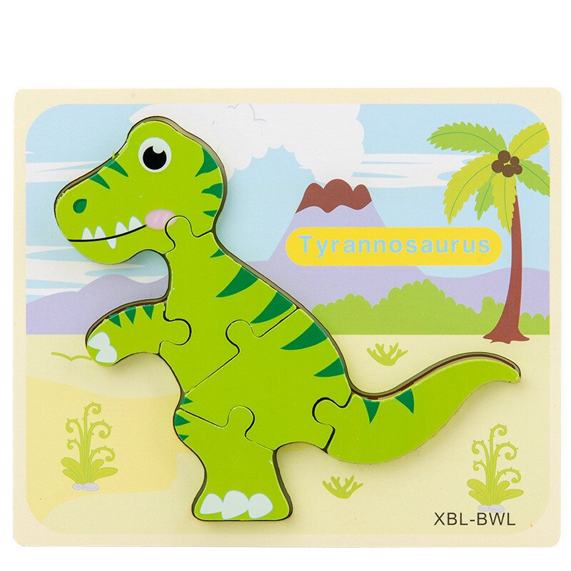 Montessori giocattoli di Legno per ChildrenWood Puzzle Di Legno 3D Puzzle Di puzzle Animale dinosauro Puzzle di Puzzle Del Bambino Apprendimento giocattoli Educatioanl: Tyrannosaurus