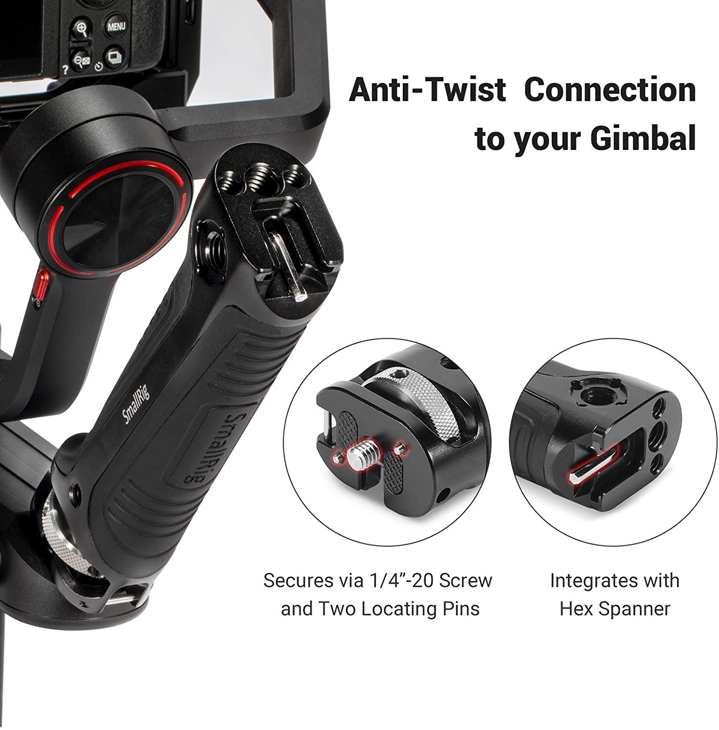 SmallRig Handgrip for Zhiyun-Tech WEEBILL-S Gimbal Quick Release Handle Grip With Cold Shoe Mount &amp; Carry Strap Slot 2636