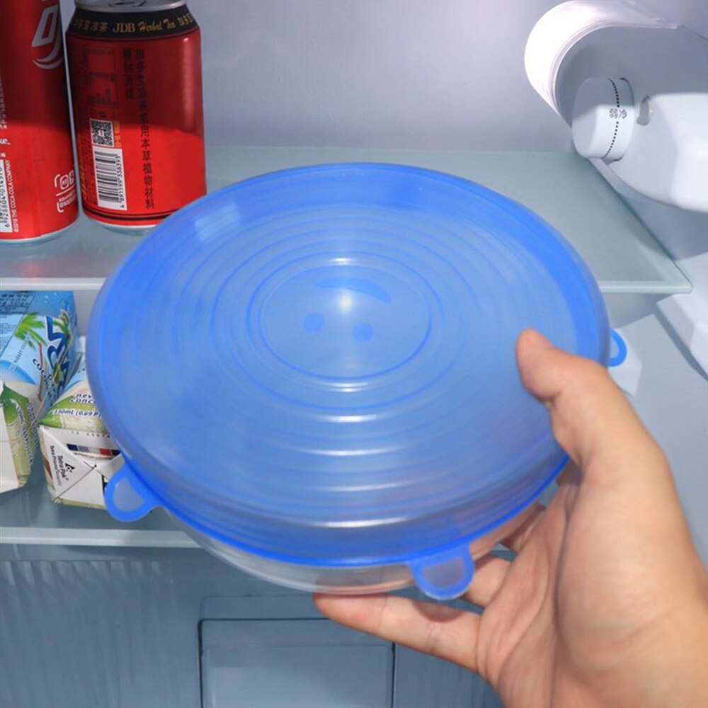 6 Stks/set Siliconen Deksels Duurzaam Herbruikbare Voedsel Opslaan Cover Hittebestendige Past Alle Maten En Vormen Van Containers Voor Keuken gereedschap