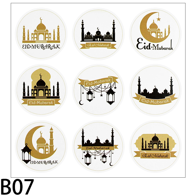 Autocollant Eid Mubarak Ramadan 4cm, étiquette autocollante pour emballage de boîte avec étoiles et motifs de lune, pour Scrapbook musulmans islamiques pour enfants, 90 pièces: B07-90Pcs