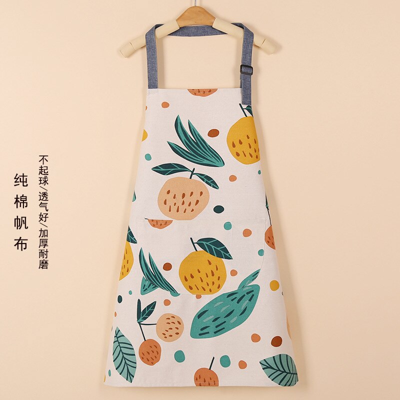 Printed Women Kitchen Aprons Pure Cotton Thickened Adult Home Cooking Baking Coffee Shop Cleaning Aprons: F