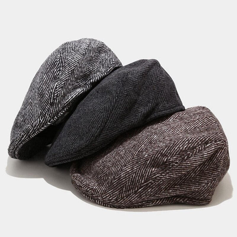 Boina cálida de lana para invierno, gorra para conducir al sol, gorra plana a la , gorras tipo boina para hombres, gorra con visera