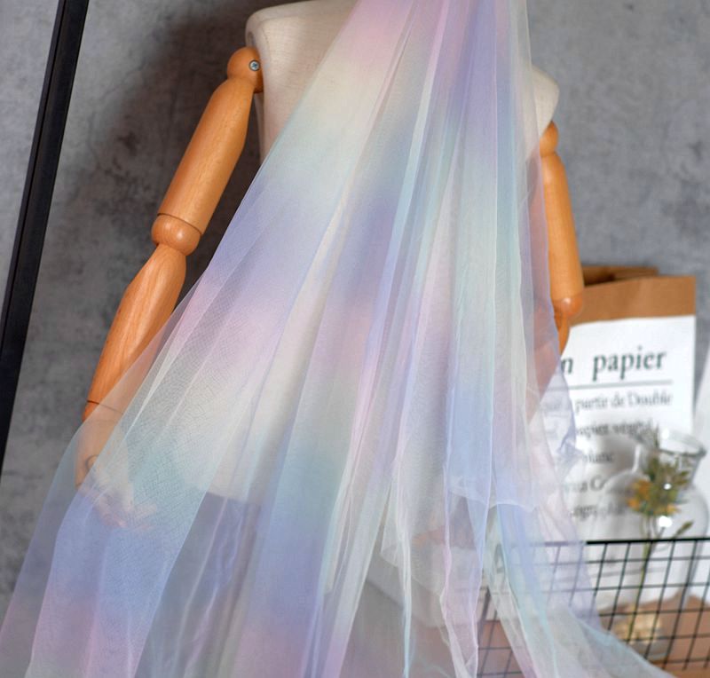 Colorful Gradient Rainbow Soft Mesh Tulle Fabric DIY Sewing African Net Fabric Tutu Skirt Princess Dress Wedding Party Decor: c2