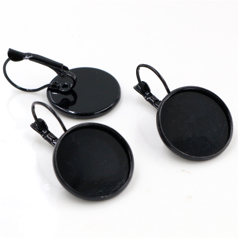 18mm 10 st 9 färger pläterade franska örhängen baksida blank/bas, passar 18mm glas cabochons, knappar; örhängen ramar