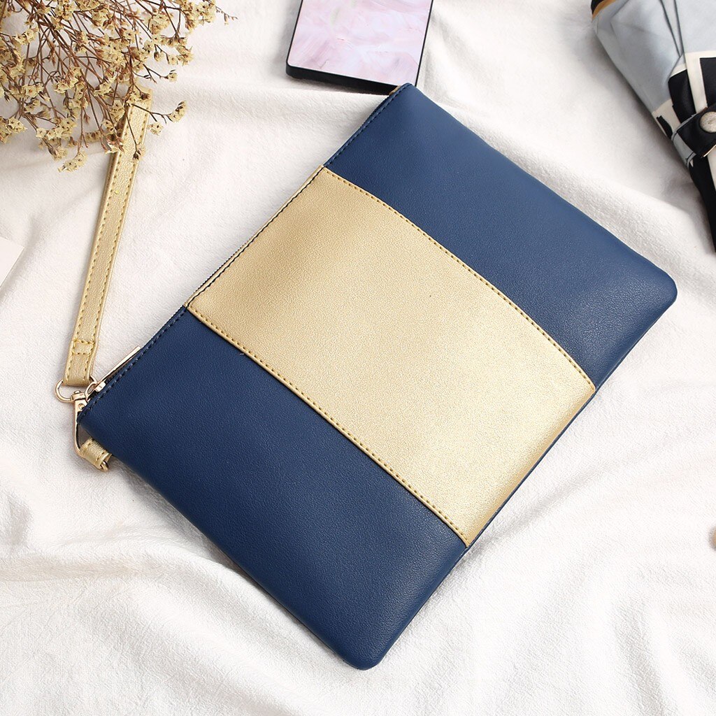 Tas Voor Vrouwen Wit Zwart Stiksels Contrast Kleur Clutch Envelop Clutch Bag Luxe Leather Сумки Для Женщин # T1P: Dark Blue