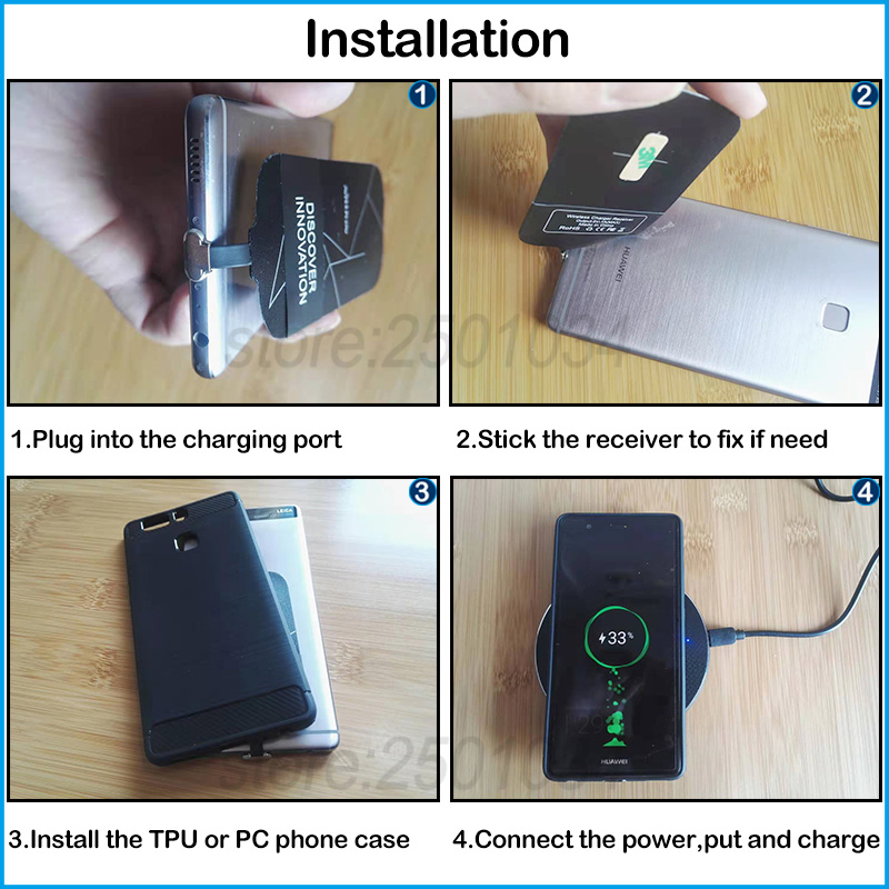 Qi Draadloos Opladen Adapter Voor Samsung Galaxy A12 A22 A32 A42 A52 A72 4G 5G Draadloze Oplader + usb Type-C Ontvanger