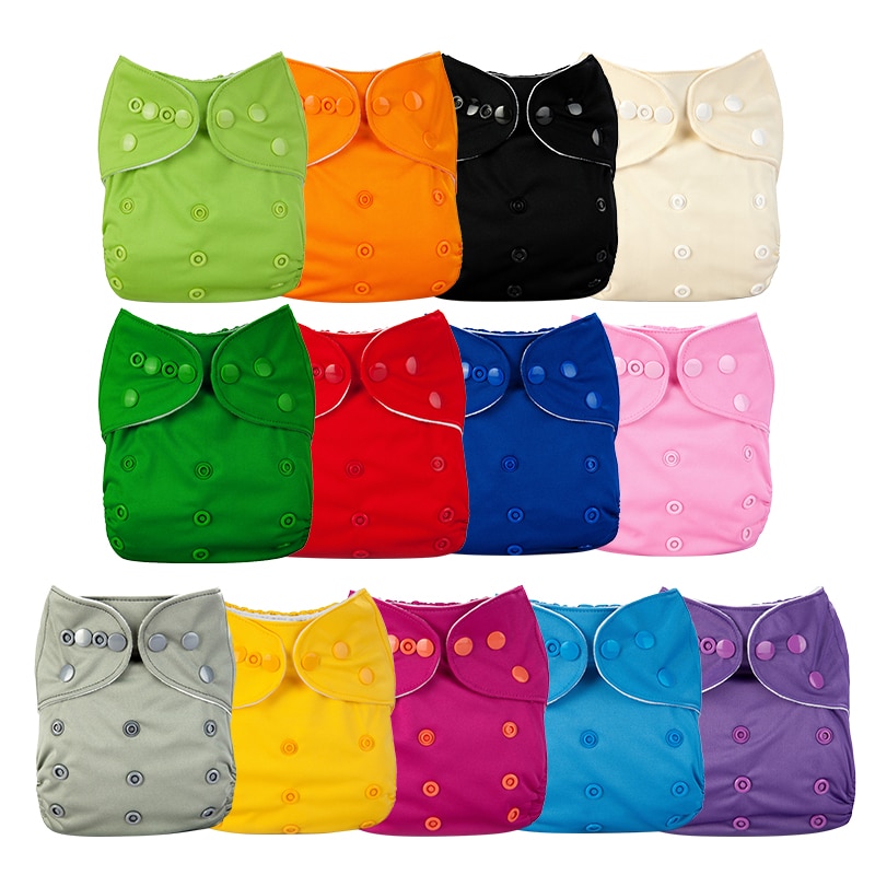 Pañales de bebé lavables reutilizables, pañal para bebés de tela impermeable para recién nacidos, pañal de bebé con bolsillo, cubierta de pañal sólida para recién nacidos