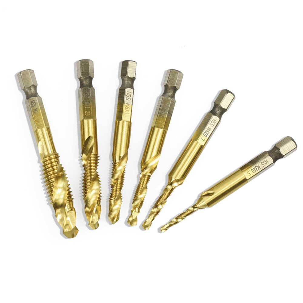 M3-M10 metric hss coated canister screw tap hex 1/4 "shank thread tap drill drill spiral tap