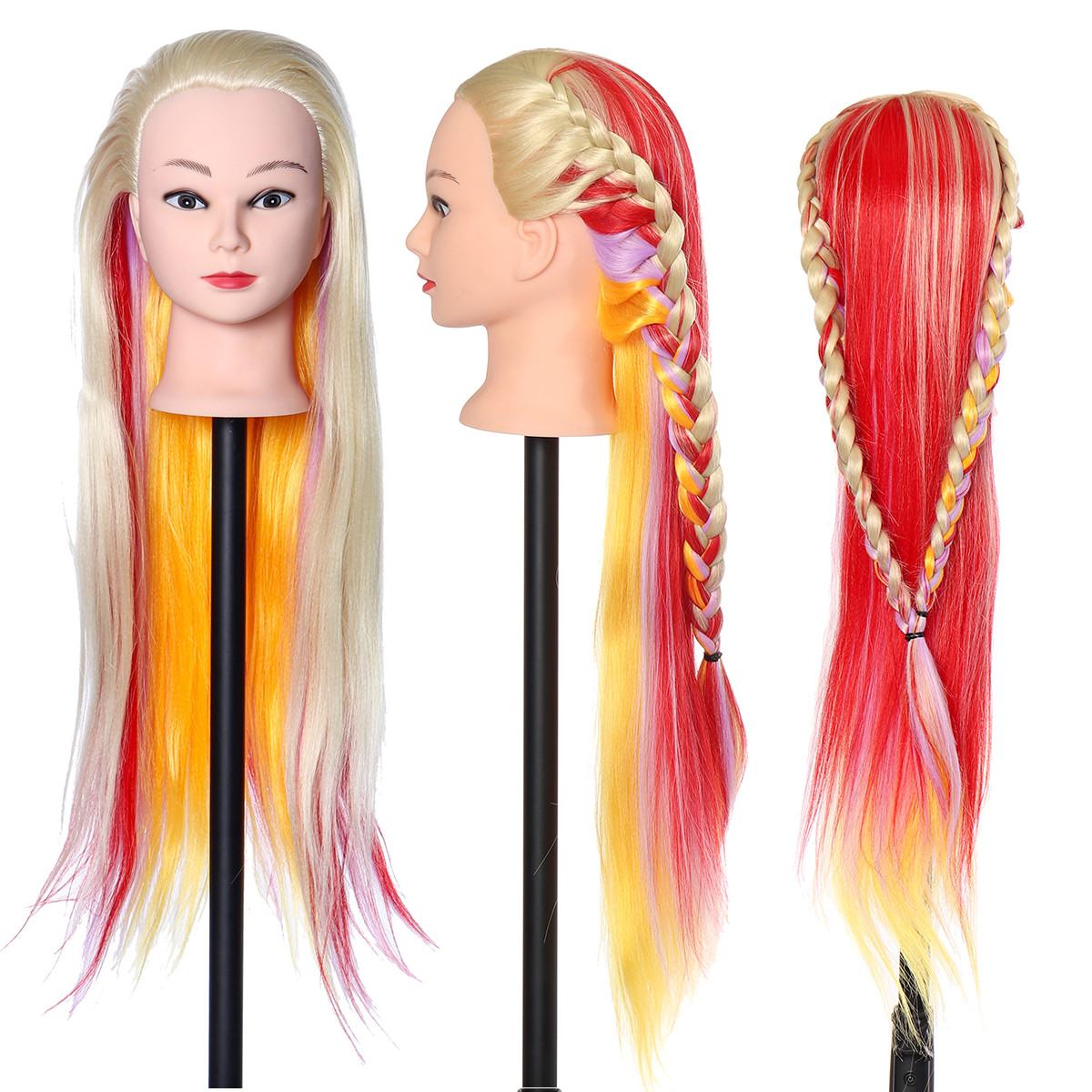 Colorful head dolls for hairdressers 65cm hair mannequin head hairstyles Female Mannequin Hairdressing Styling Training Head