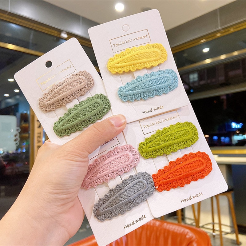 Koreaanse Kinderen Eenvoudige Candy Kleur Kant Stof Haarspeld Voor Lief Meisje Student Mode Ouder-Kind Bb Clip Haar accessoires