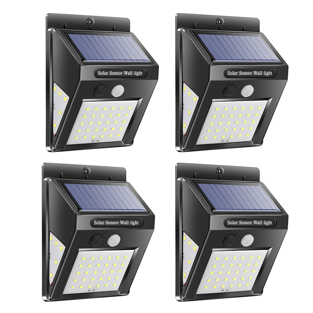 30/40 LED Outdoor Solar Light PIR Motion Sensor 4pcs Solar Wall Lamp Waterproof Energy Saving Emergency Garden Yard Lights