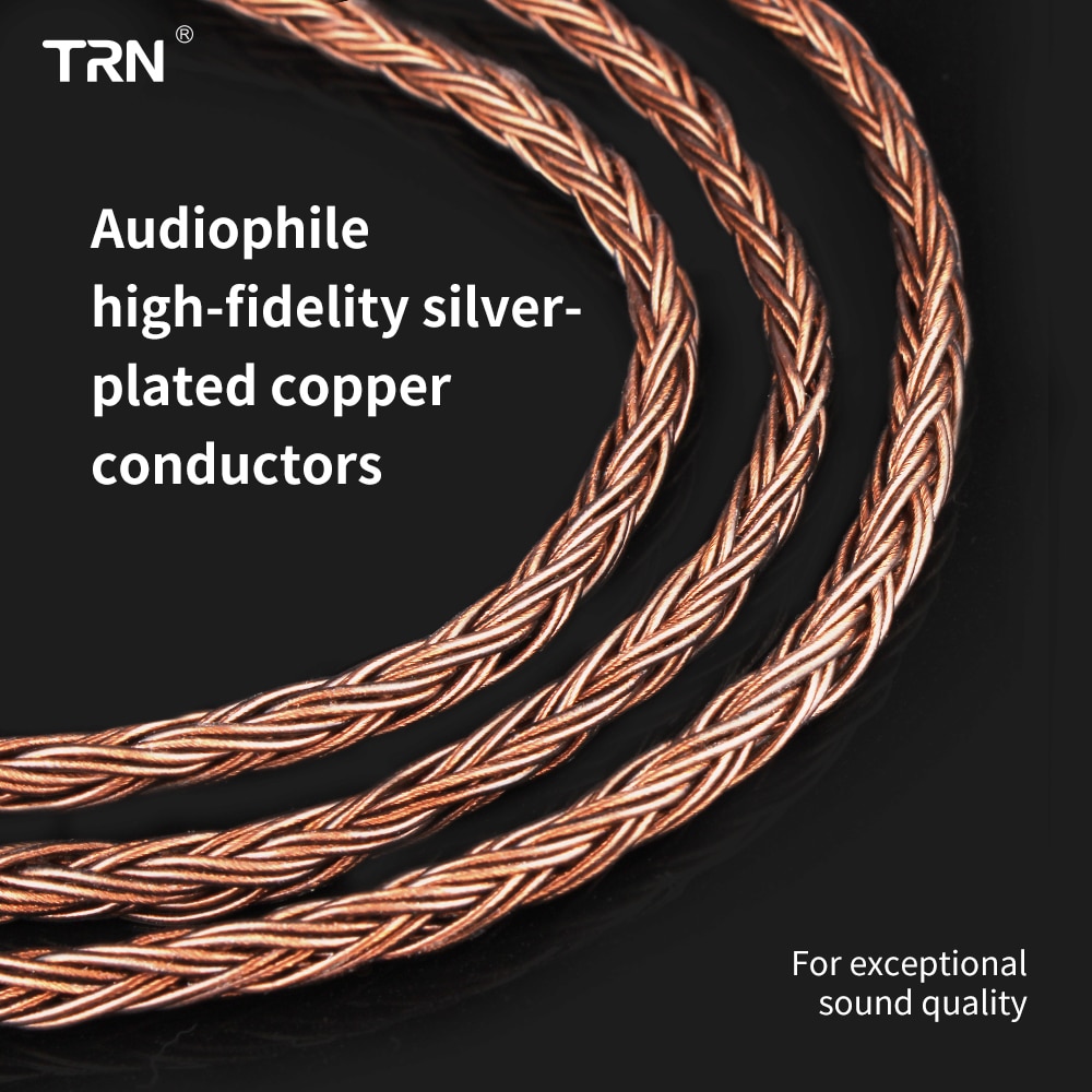 TRN T2 s 16 Core Silver Plated HIFI Upgrade Cable 3.5mm Plug 0.75mm Connector For TRN VX BA5 M10 BA8 KZ ZS10 PRO ZSN ZSX CCA C12