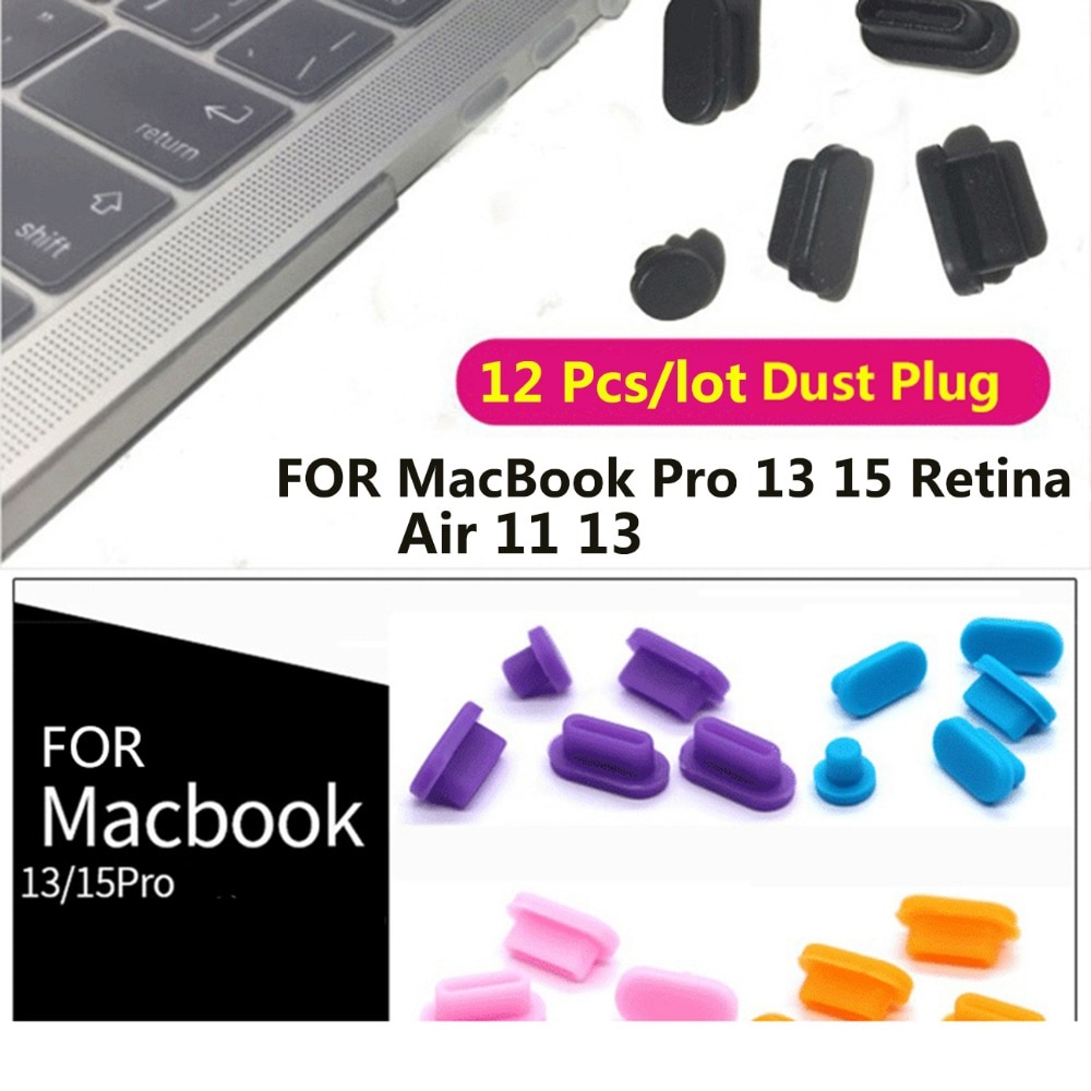 Juego de tapones antipolvo 12 Uds. Para Apple MacBook Pro 13 15 Retina / Air 11 13, funda de silicona para ordenador portátil, USB, a prueba de polvo, Accesorios para ordenador