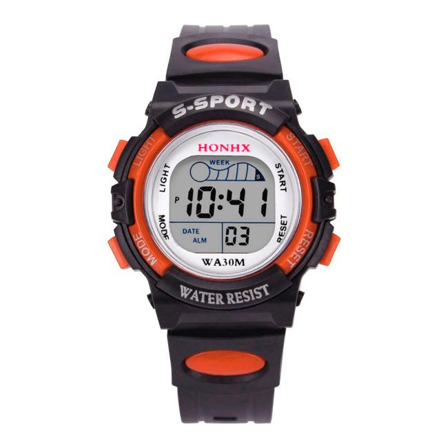 Mode Waterdichte Mannen Jongen Lcd Digitale Stopwatch Datum Siliconen Sport Polshorloge Relogio Masculino Curren Horloge Smart Horloges: Orange