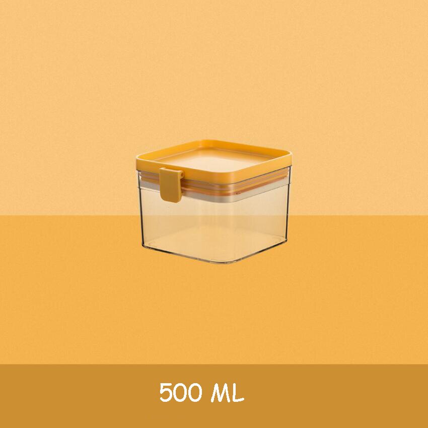 Kitchen Food Storage Sealed Container Airtight Jars with Lid for Storage Seasoning Candies Snack Cereal Pasta Tea Sealed Tank: 500ML Lemon Yellow