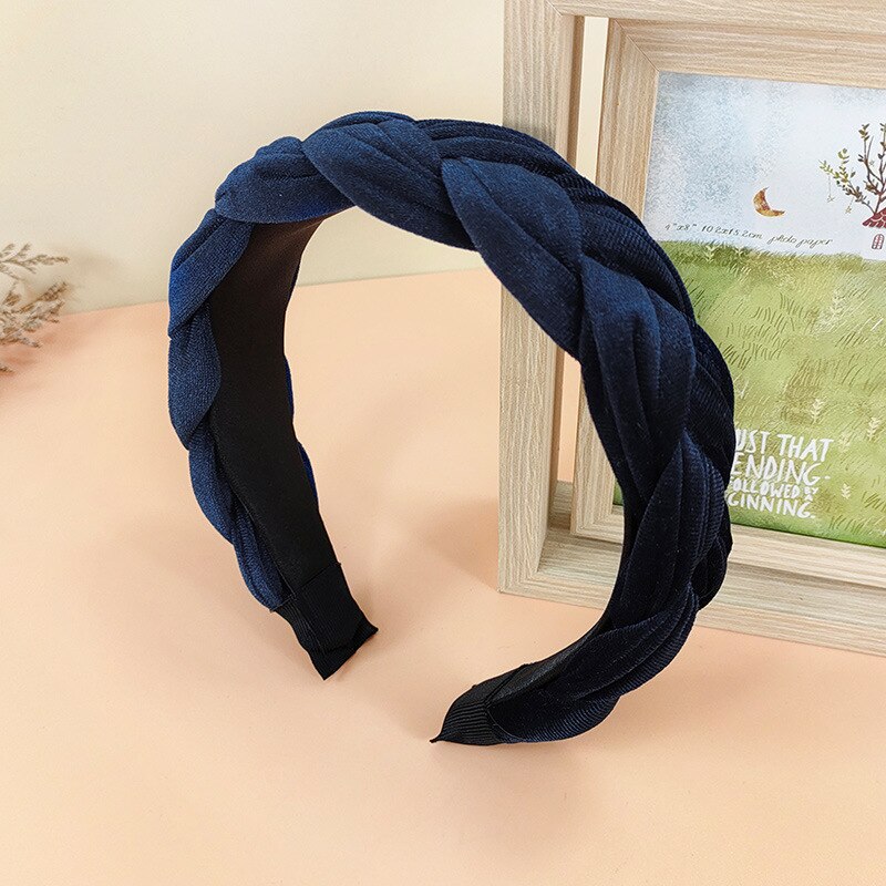 Nova moda feminina bandana larga lateral hairband cruz nó trança adulto turbante macio flanela acessórios de cabelo: as picture 11