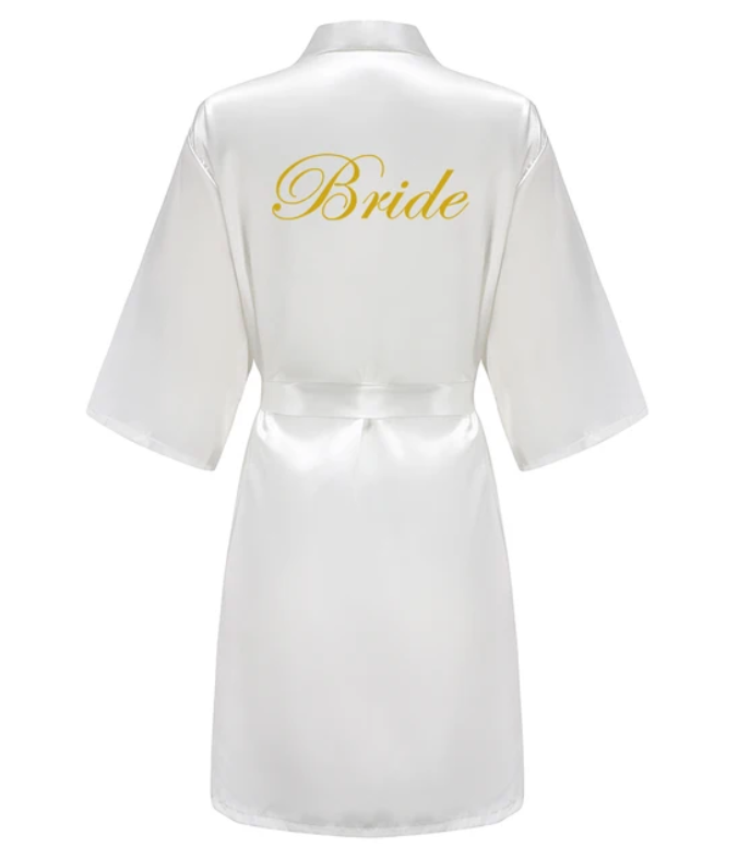 Bride Robe Women Burgundy Robe Satin Silk Robes Wedding Bridal Bridesmaid Robes Bathrobe Sleepwear Silk Dress: S / Ivory