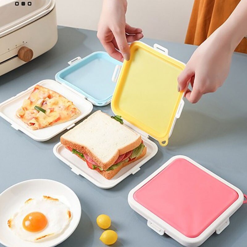 Sandwich Storage Box Silicone Lunch Box Food Storage Case Reusable Microwave Lunch Box Food Storage Container Sandwich Boxes