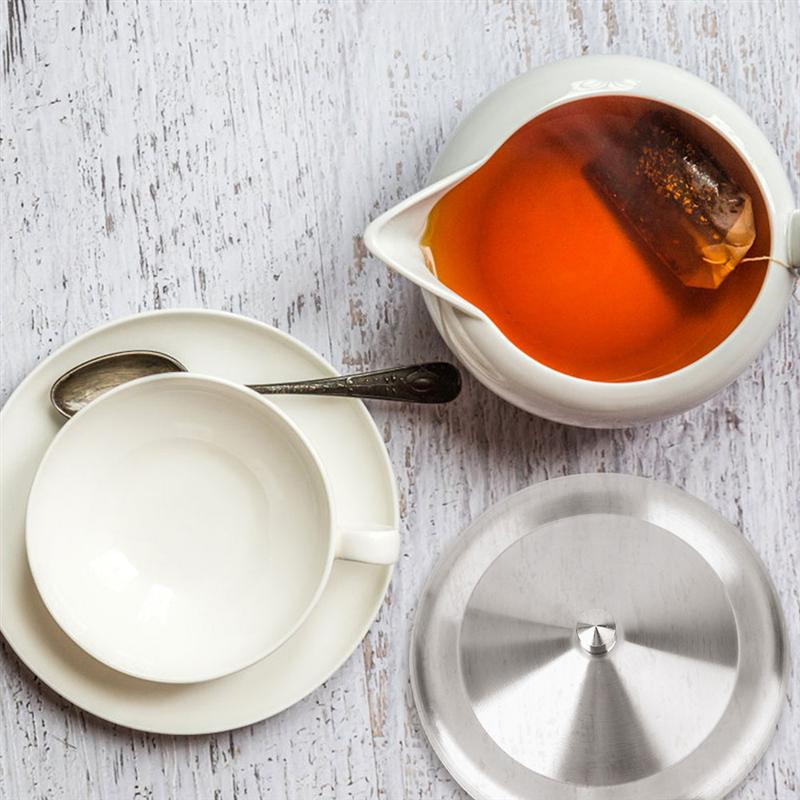 2/4Pcs Durable Stainless Steel Cup Lids Dust-Proof Drink Cup Lids Stainless Steel Lid Kitchen And Dining Supplies (Silver)