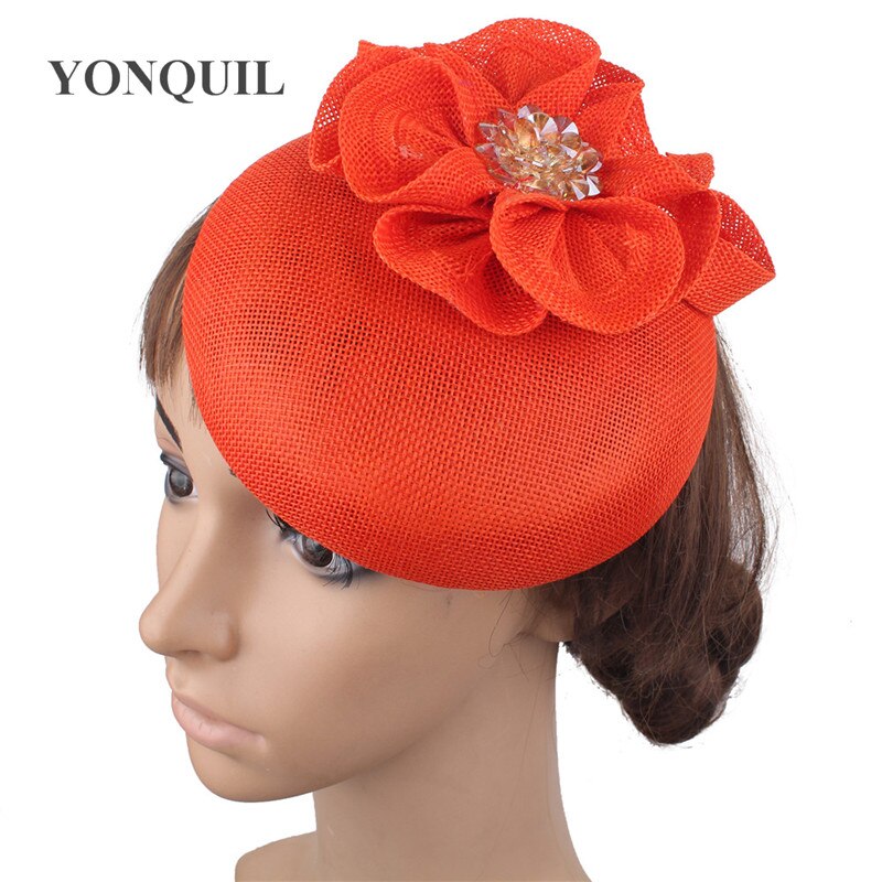 Licht Paars Vrouwen Tovenaar Cap Haar Clip Mooie Bloem Mesh Hoofddeksels Handgemaakte Voor Dames Wedding Hoedenzaak Cap Haar Clips: fire