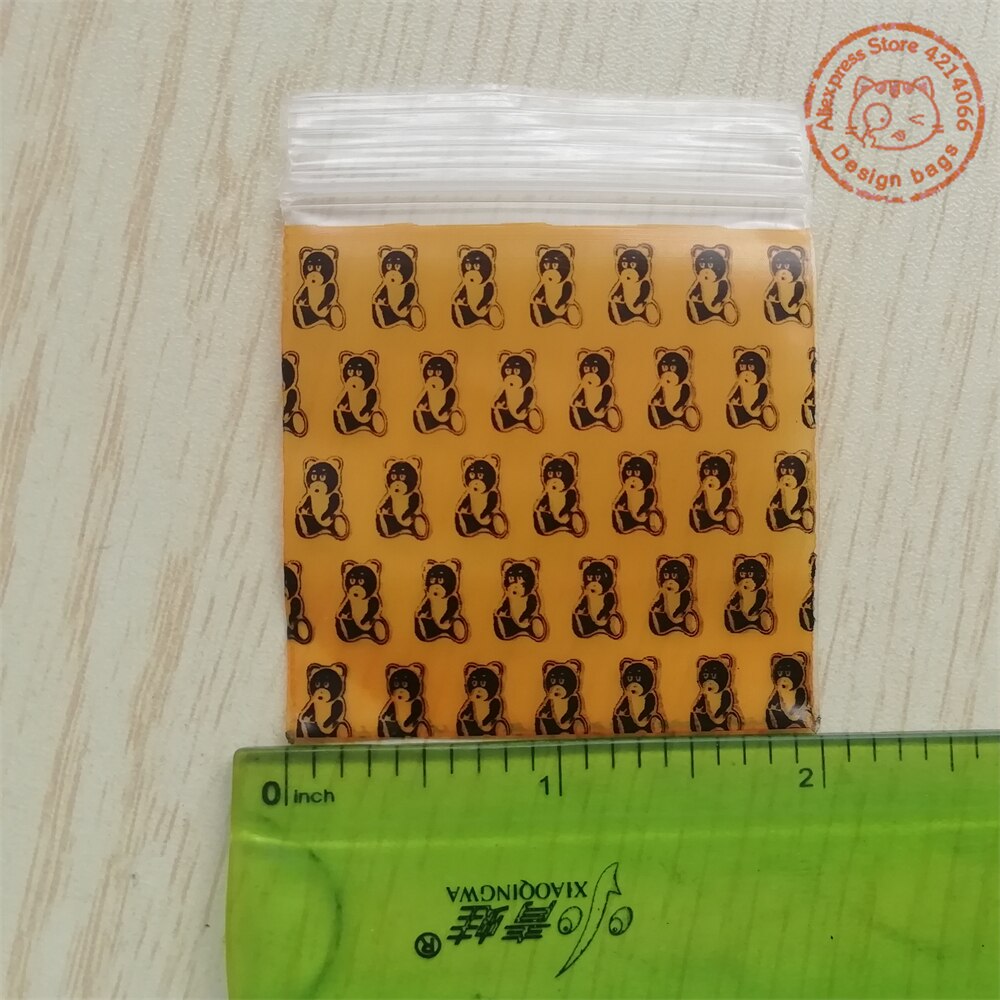 2 "  x 2 " mini ziplock zakjes 100 stuks bedrukte plastic zakjes met beer