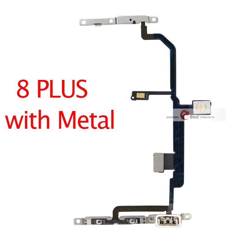 Power Flex dla iPhone 5G SE 6 6s 7 8 Plus 7G 8G 6G X XR XS MAX wyciszenie i przycisk głośności klucz przełącznika przewód zasilający z części metalowe: 8 Plus Meta