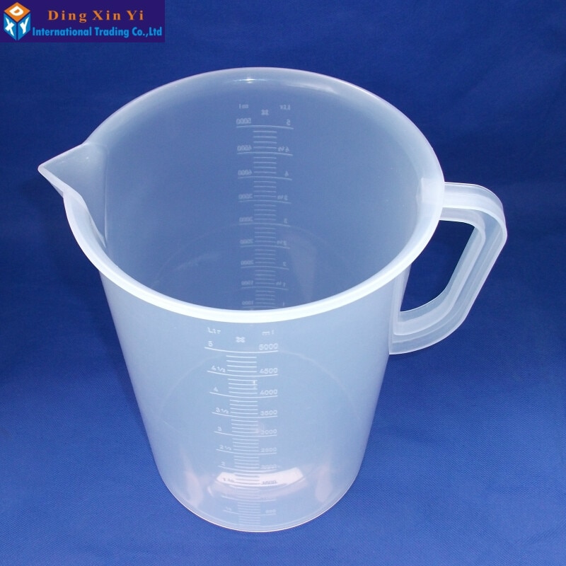Gobelet de laboratoire de mesure en plastique, avec poignée, verre de mesure en plastique blanc clair, 5000ML, 1 pièce