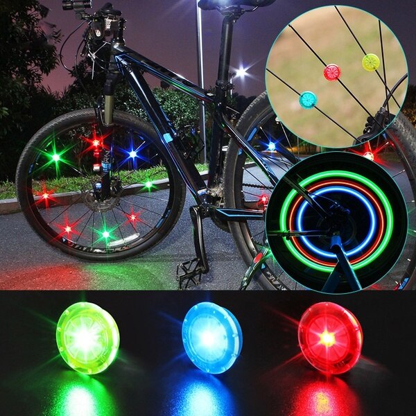3 färg led cykel signalljus färgglada cyklar cyklar cykling fast på cykel eker ljus neon däck blixtbelysning