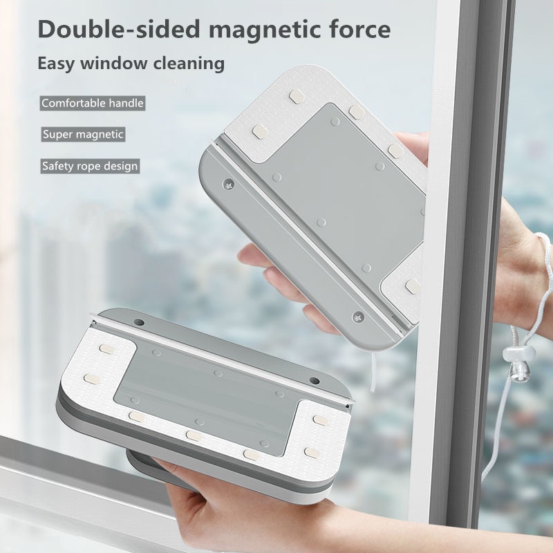 Magnetisk fönsterputs hushållsglas dubbelsidig torkning rengöringsborste tvätta fönster utanför verktyg magnetisk borste