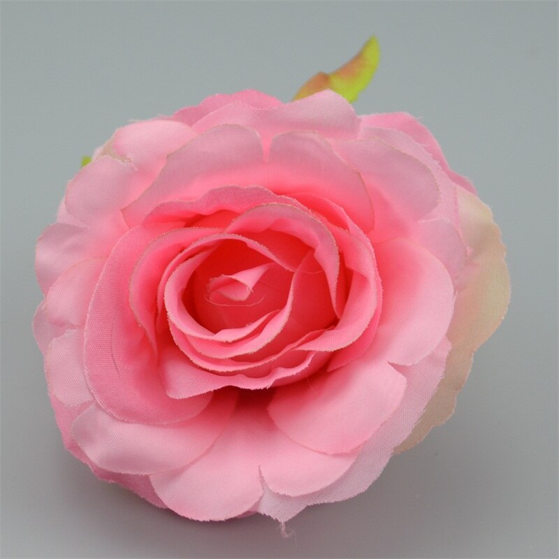 30 stk silkeblomstrende lyserøde hvide roser kunstigt blomsterhoved til bryllupsdekoration gør-det-selv-krans scrapbog stor håndværksblomst: Lyserød