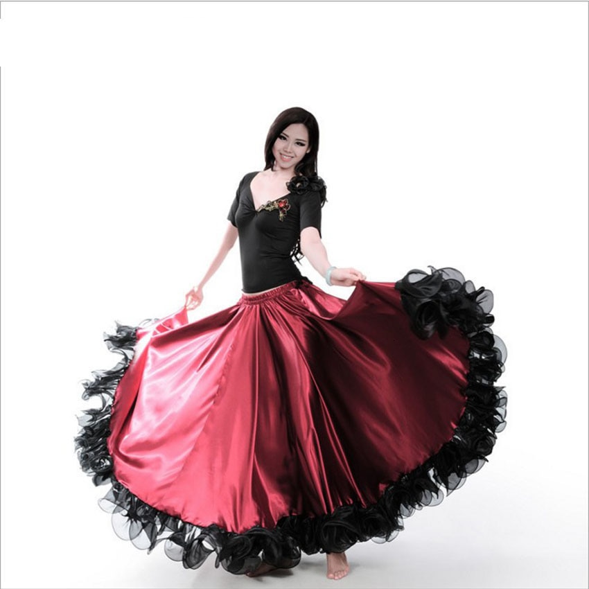 Mode Plus Size Gypsy Stijl Vrouwelijke Spaanse Flamenco Rok Prestaties Buikdans Kostuums Ruches Kanten Jurk Team Prestaties