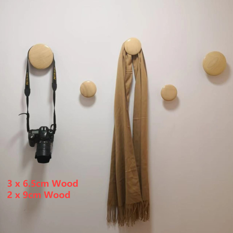 Juego de ganchos redondos de madera, Perchero de pared, organizador de almacenamiento, perchas de ropa, armario, cajón, manija, pared, dormitorio, decoración del hogar: Set E