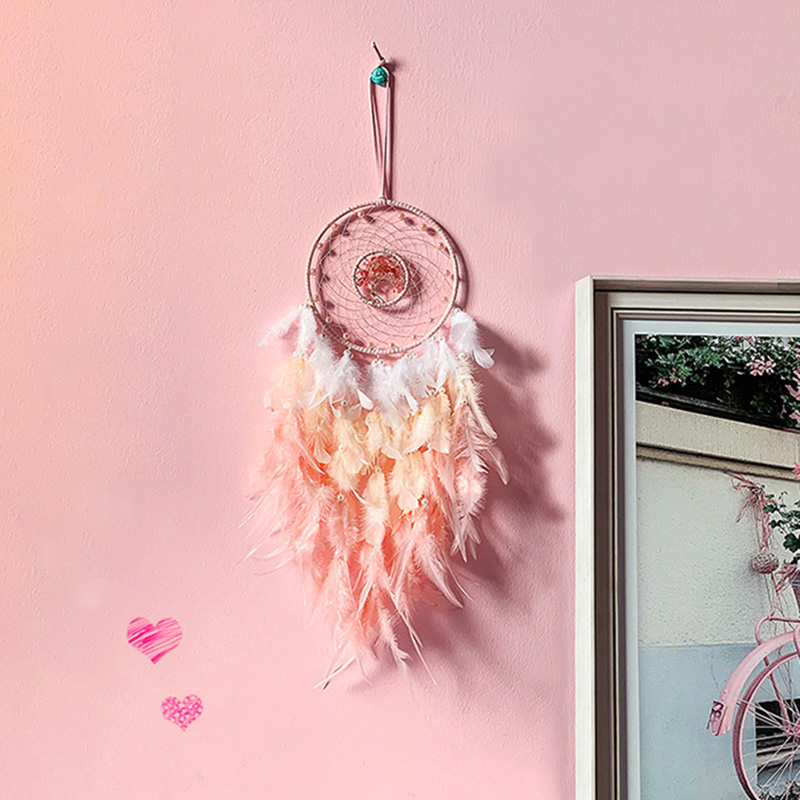 Moderne Stijl Handgemaakte Weave Dromen Catcher Pendantcolorful Stenen Tree Of Life Dreamcatcher Decor Opknoping Meisje Room Decor: Y without light