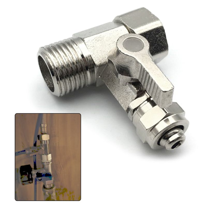 Metal 1/2'' to 1/4'' Tee Adapter Valve Water Adapter with Shut-off Ball Tee Valve Tap Tee Connector Home Valve Repair Parts