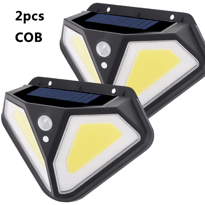 102 LED Solar Light Built in Battery Outdoor Lamp Powered Sunlight Waterproof Motion Sensor Street Light for Garden Decoration: 2PCS (COB)