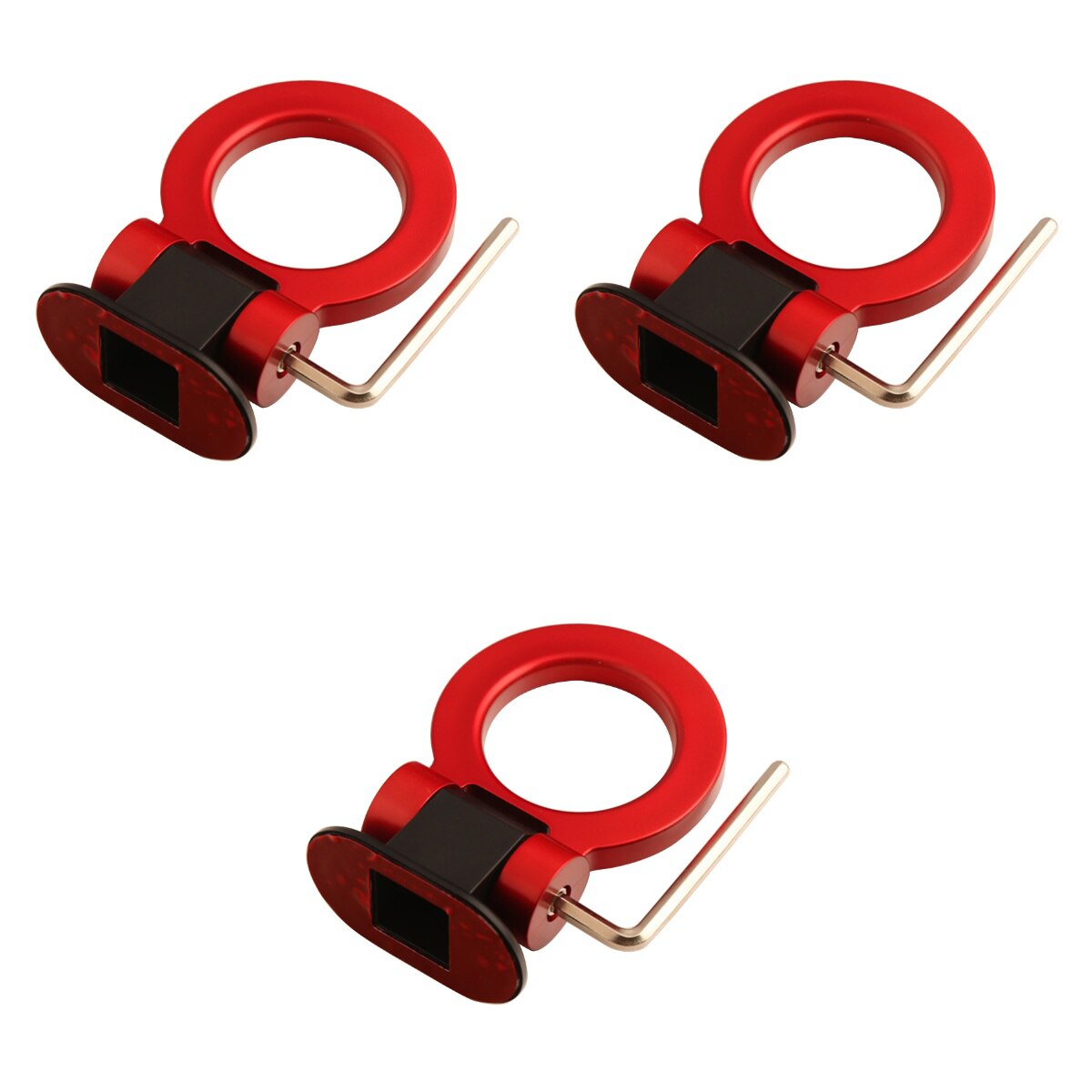 3pcs Universal Ring Track Racing Style Tow Hook Decoration For Any Car SUV Truck (Red)