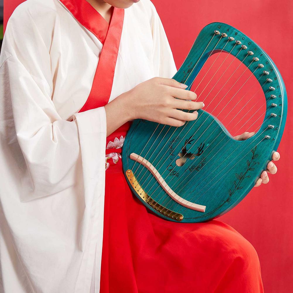 16 String Lyal Harp Portable Mahogany Lyre Harp Beginner Mahogany 16 String Harp Musical Instrument Harp With Tuning Lever