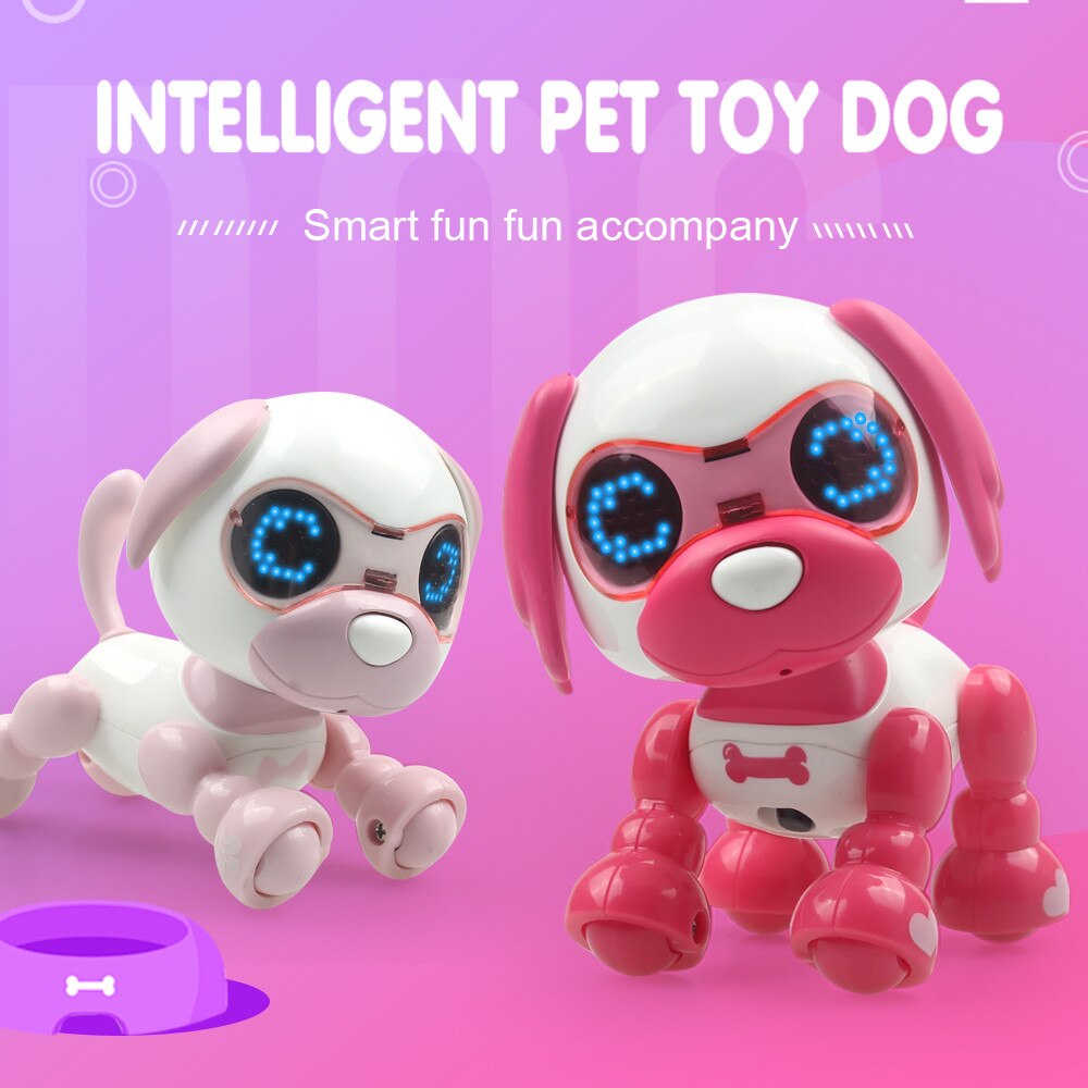 Interactivo RC Perro Robot de juguete inteligente electrónica mascotas perro de los niños de juguete Animal ojos LED grabación de sonido cantar dormir juguetes inteligentes