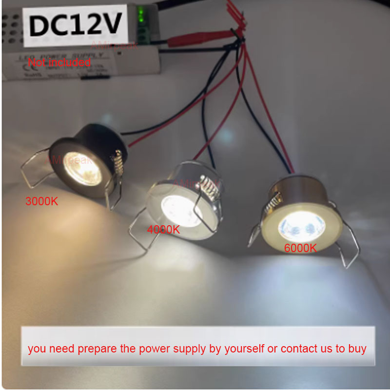 Mini Spot LED Encastrable pour le Plafond, Éclairage d'Armoire, 3W, 220V, DC 12V, Trou de 28mm