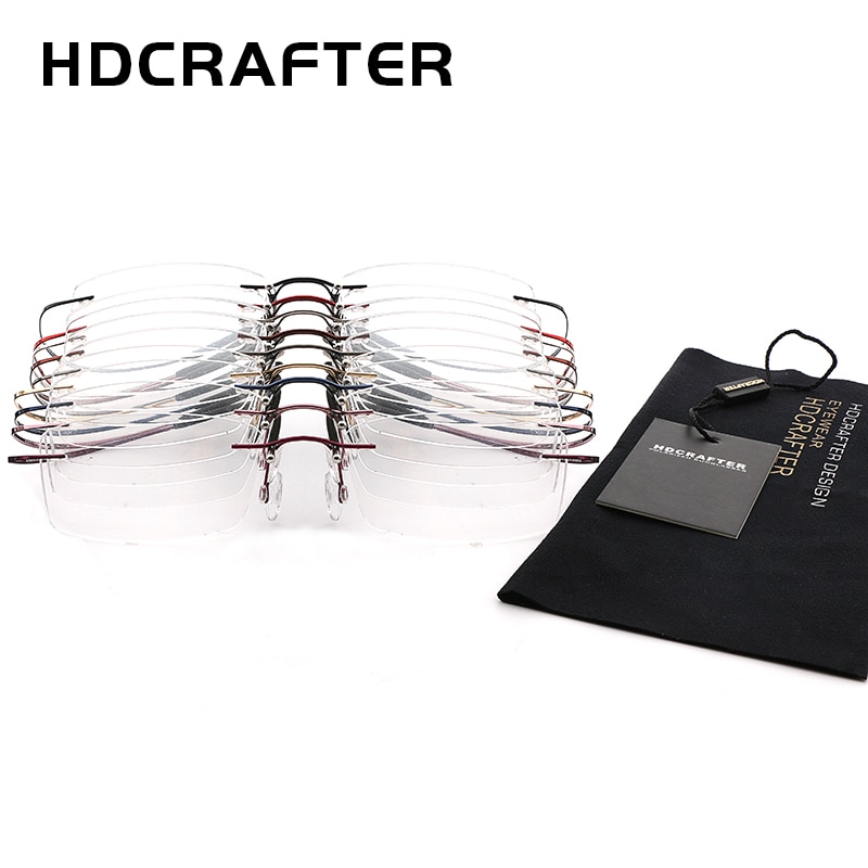 Hdcrafter herre lette brilleinnfatninger i titan uten innfatning reseptbelagte optiske brilleinnfatninger til kvinner uten innfatninger